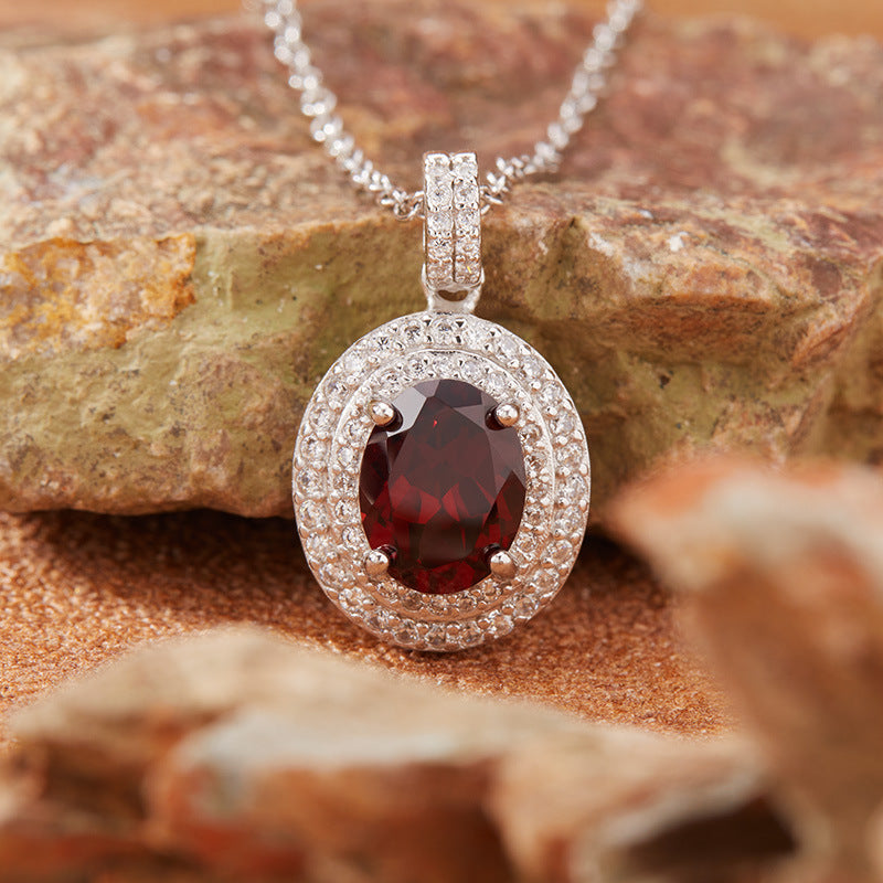 Women's Sterling Silver Colored Gemstone Necklace