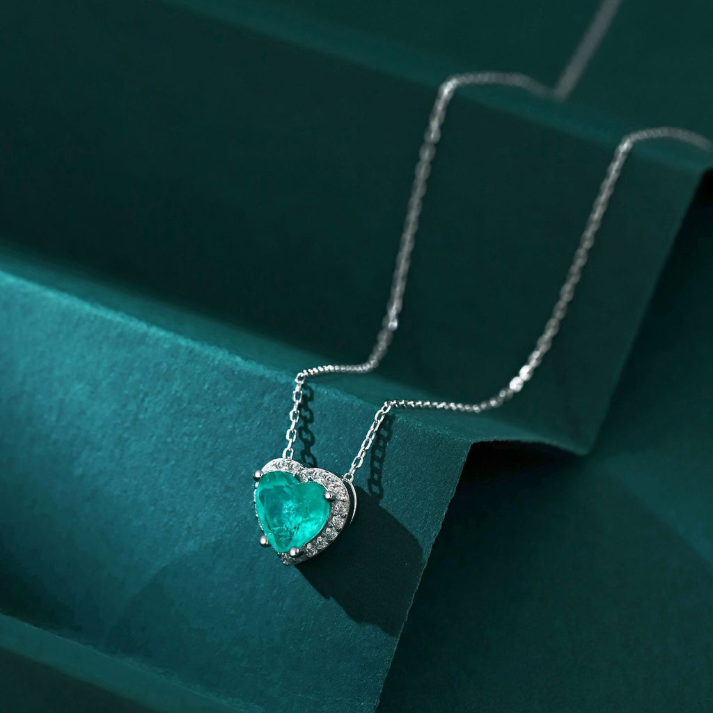 Loving Heart Zircon Emerald Necklace For Women