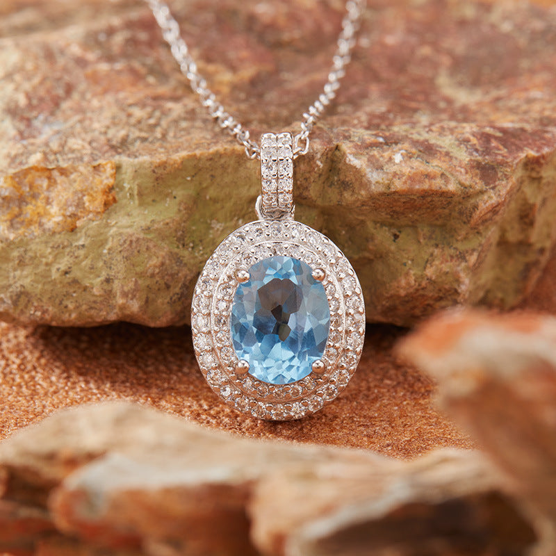 Women's Sterling Silver Colored Gemstone Necklace