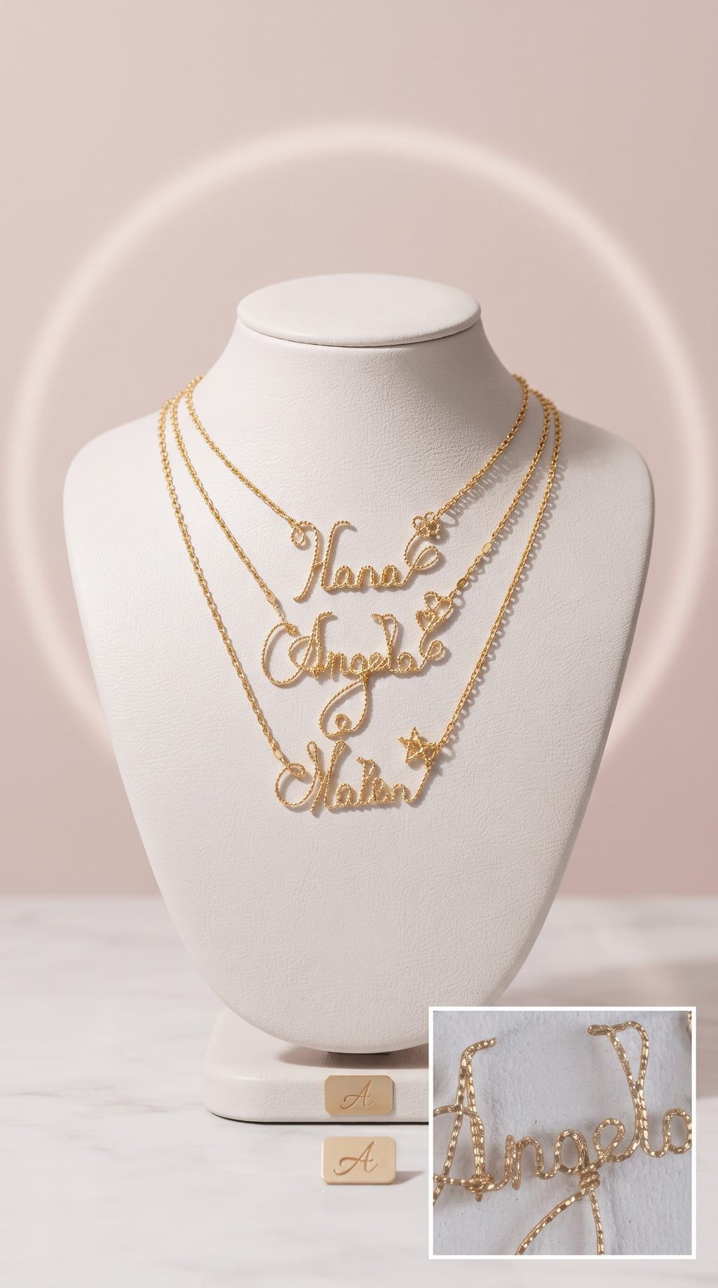 Custom Name Necklace – Gold Twisted Wire