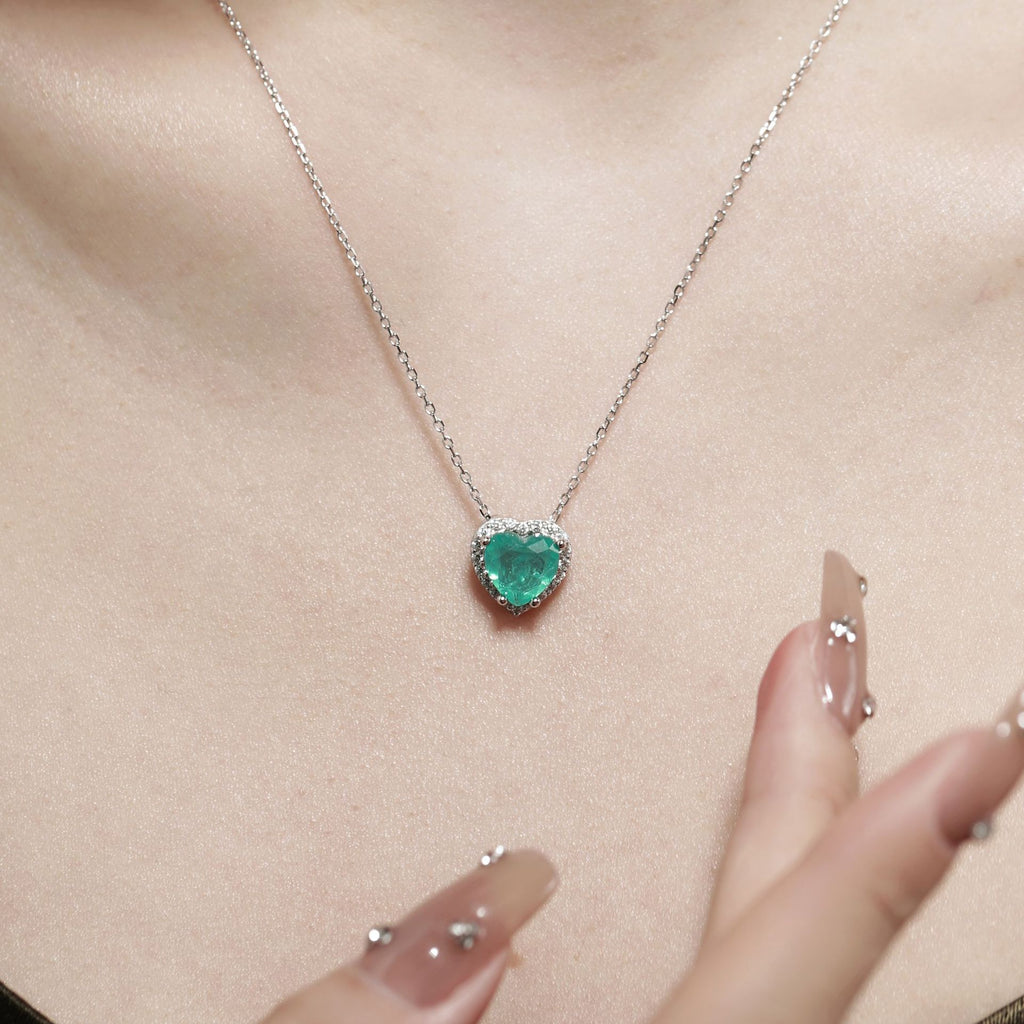 Loving Heart Zircon Emerald Necklace For Women