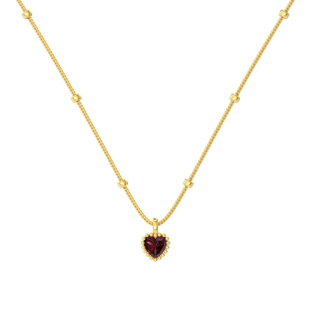 S925 Sterling Silver Necklace Female With Hearts Pendant Design Exquisite