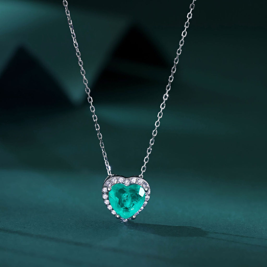 Loving Heart Zircon Emerald Necklace For Women