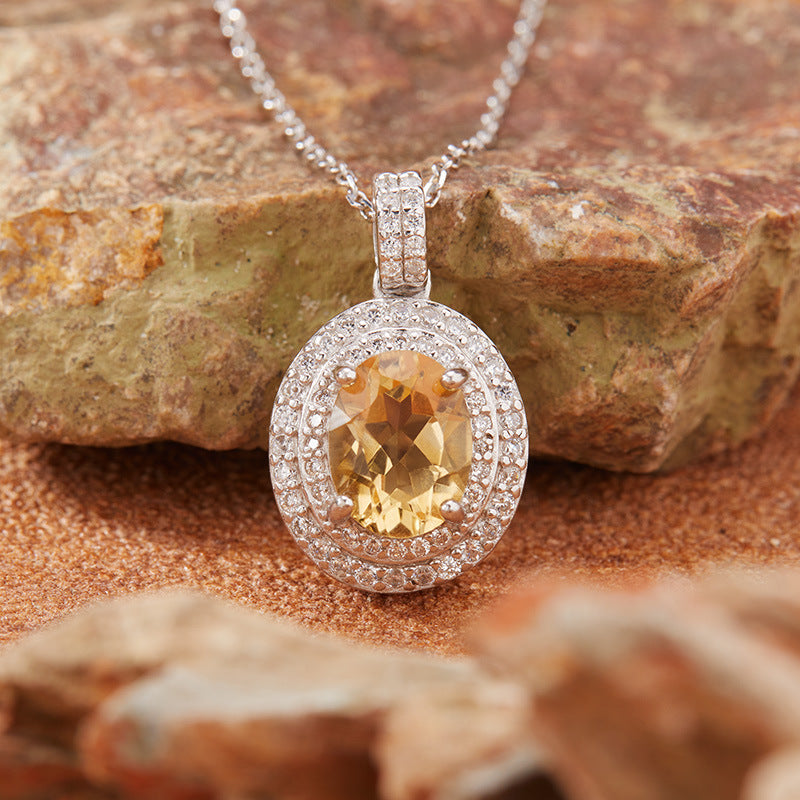 Women's Sterling Silver Colored Gemstone Necklace