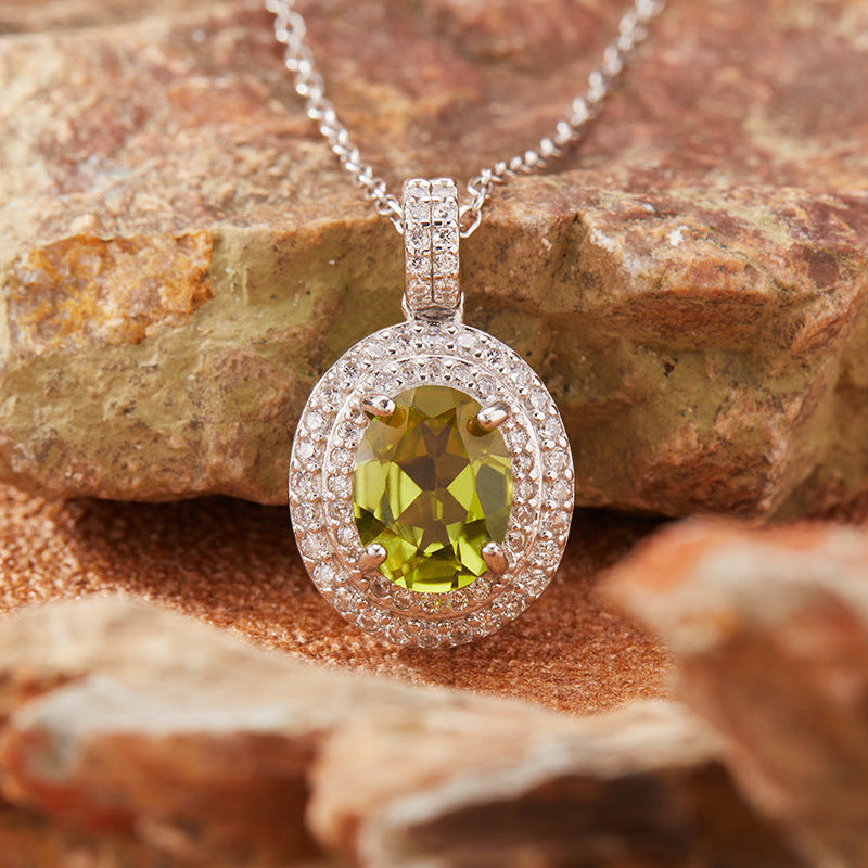 Women's Sterling Silver Colored Gemstone Necklace