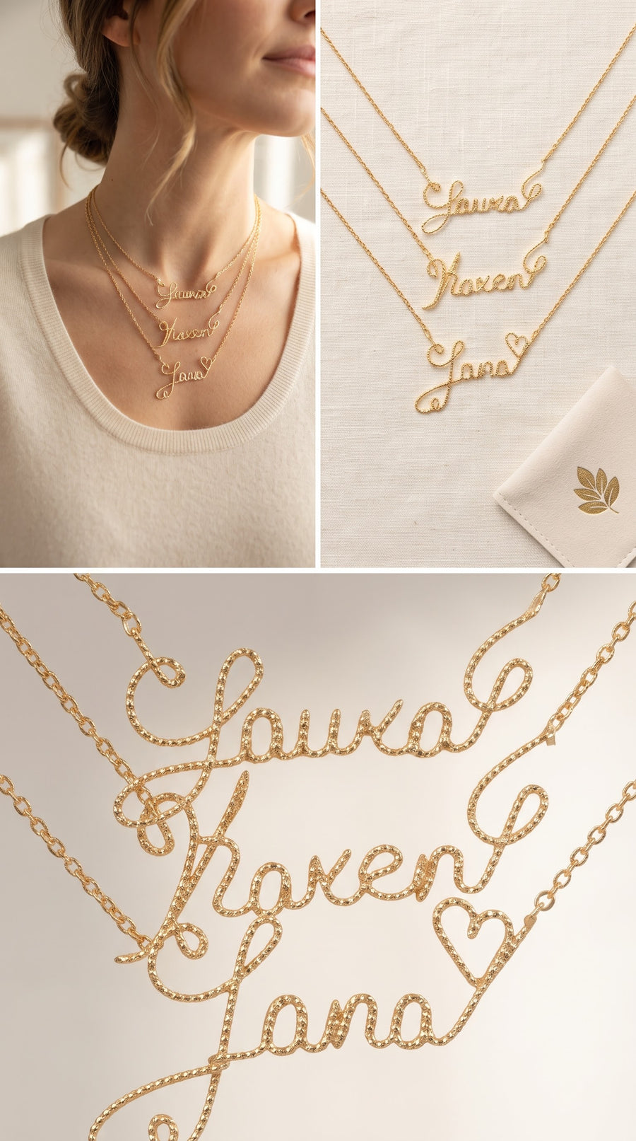 Custom Name Necklace – Gold Twisted Wire - alt