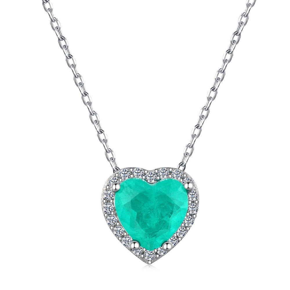 Loving Heart Zircon Emerald Necklace For Women