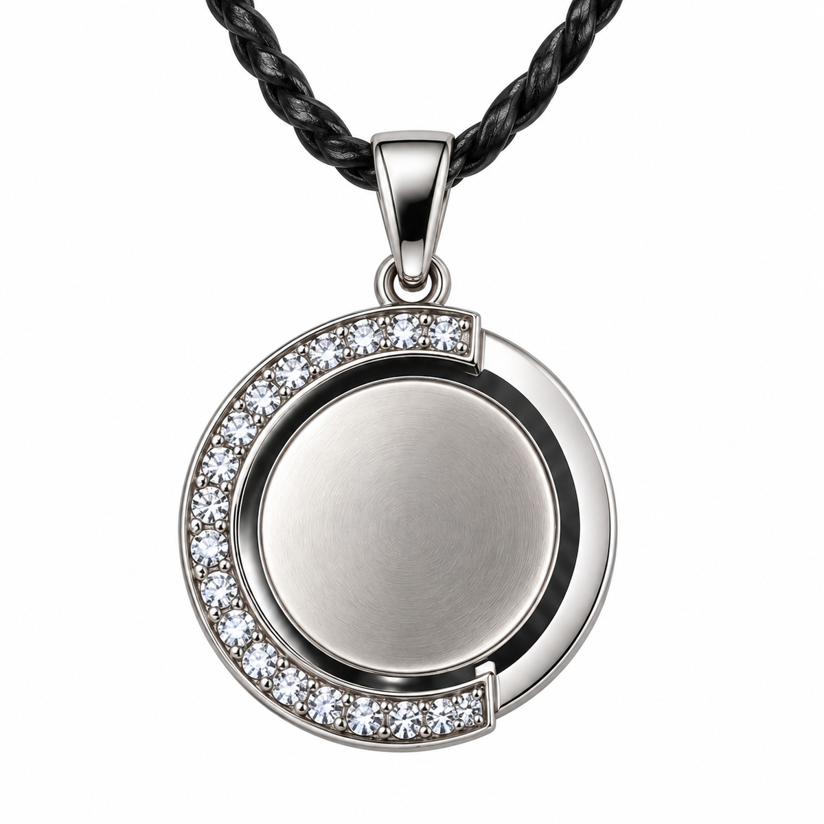 Personalized Crystal-Style Crescent Photo & Text Engraving Pendant