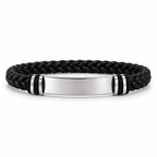 Personalized Men's Braided Leather ID Bracelet