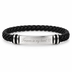 Personalized Men's Braided Leather ID Bracelet