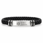 Personalized Men's Braided Leather ID Bracelet