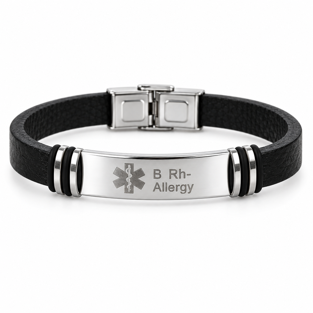 Personalized Men's Smooth Leather ID Bracelet