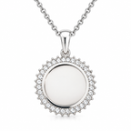 Personalized Crystal-Style Round Photo & Text Engraving Pendant