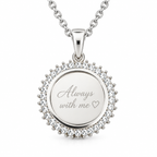 Personalized Crystal-Style Round Photo & Text Engraving Pendant