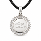 Personalized Crystal-Style Round Photo & Text Engraving Pendant