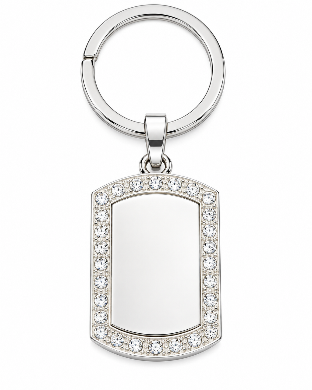 GR-001 Small Silver Crystal Tag Pendant – Silver Keyring