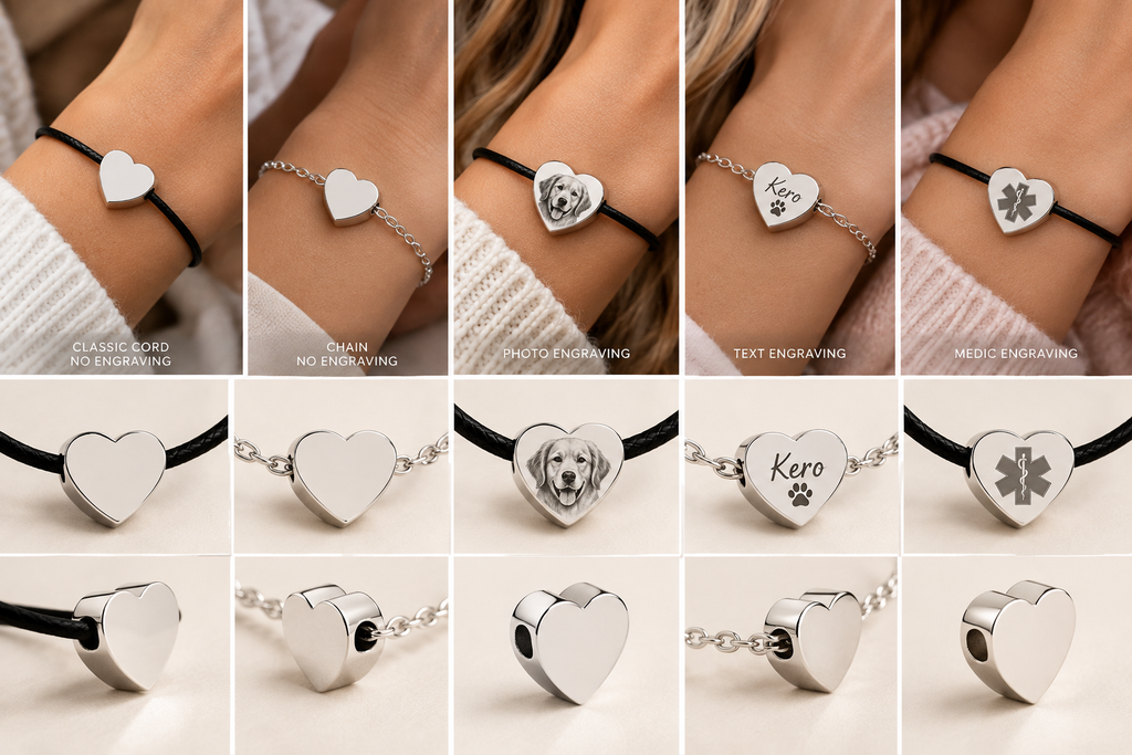Personalized Small Heart Photo & Text Engraving Bracelet