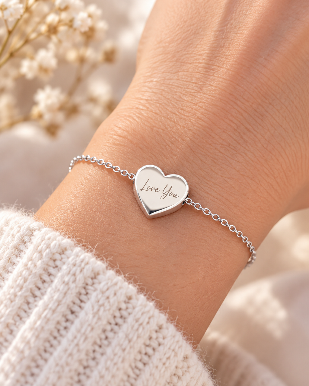 Personalized Small Heart Photo & Text Engraving Bracelet