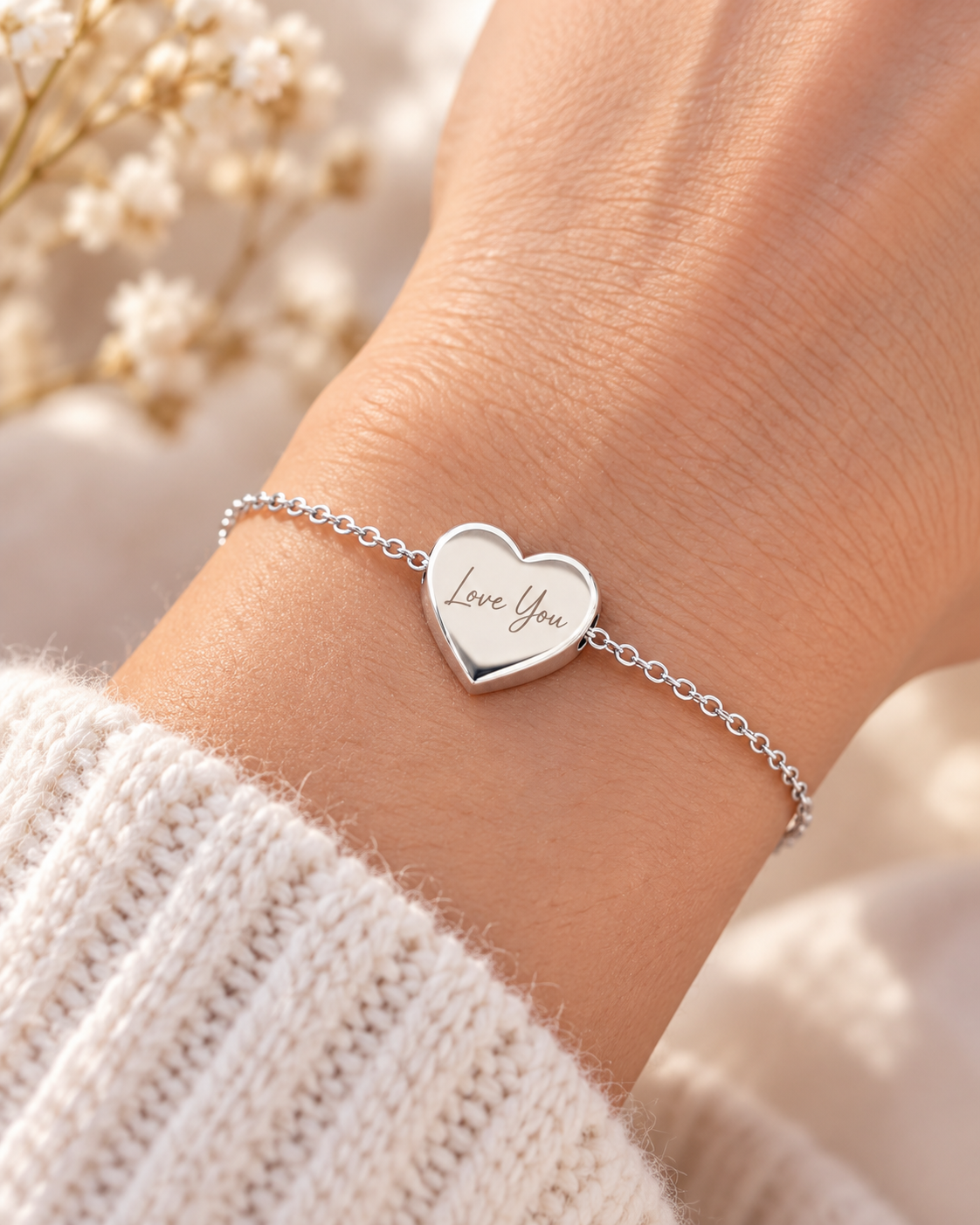 Personalized Small Heart Photo & Text Engraving Bracelet
