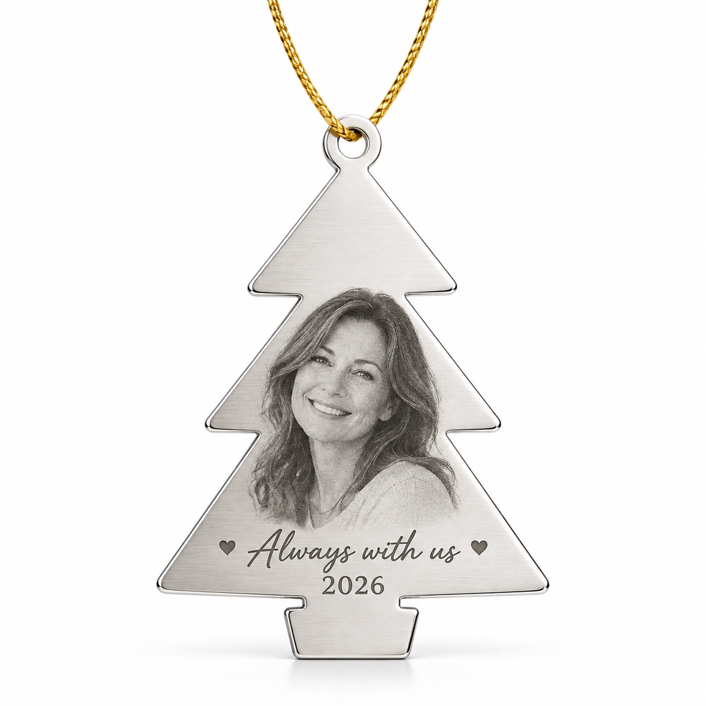 Personalized Christmas Tree Photo & Text Engraving Ornament