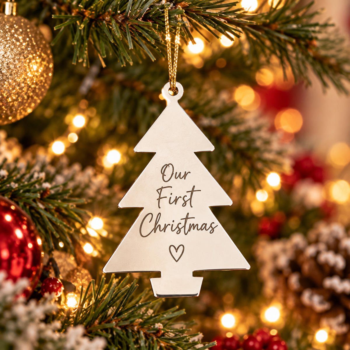 Personalized Christmas Tree Photo & Text Engraving Ornament