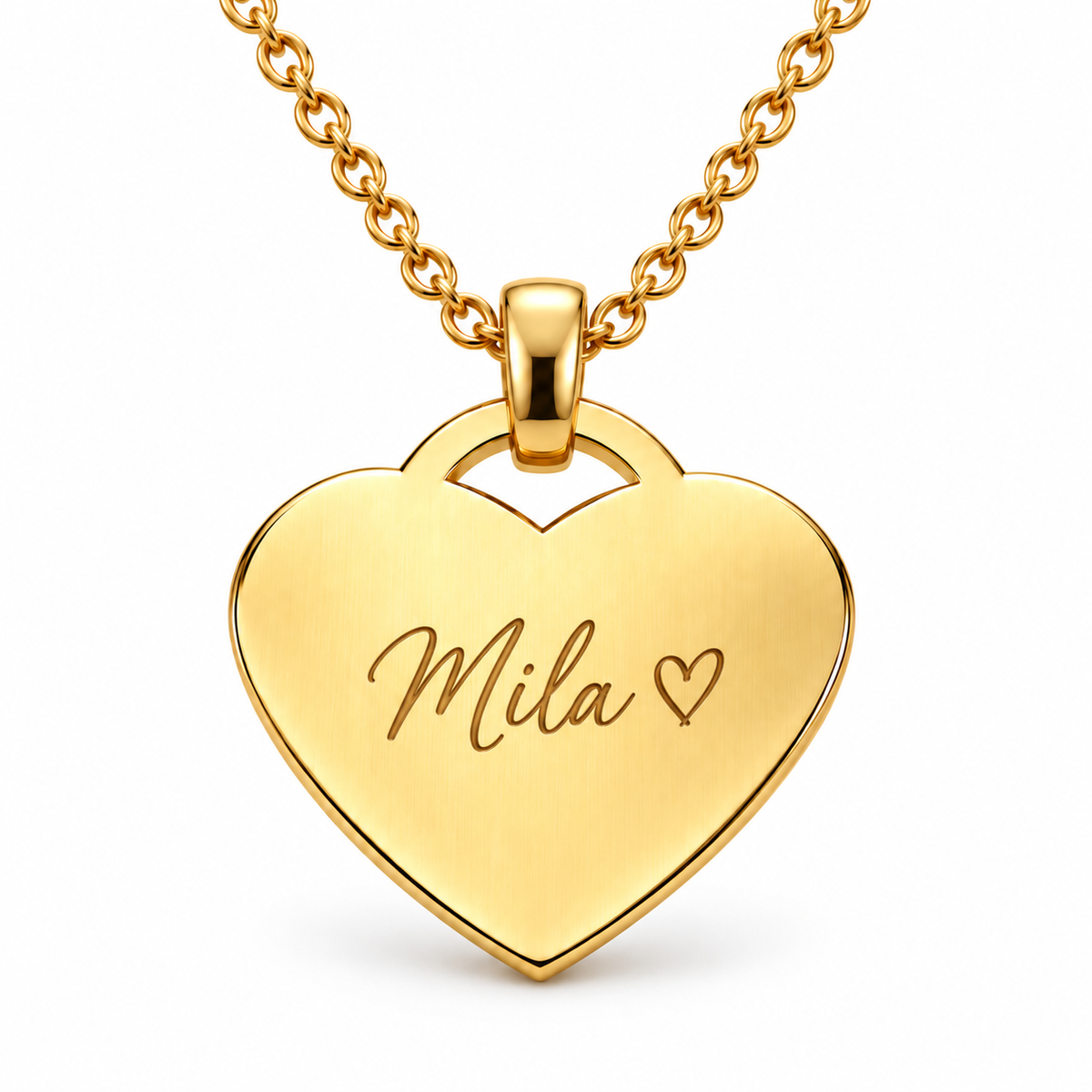 Gold + Chain: Personalized gold heart pendant with stainless steel chain