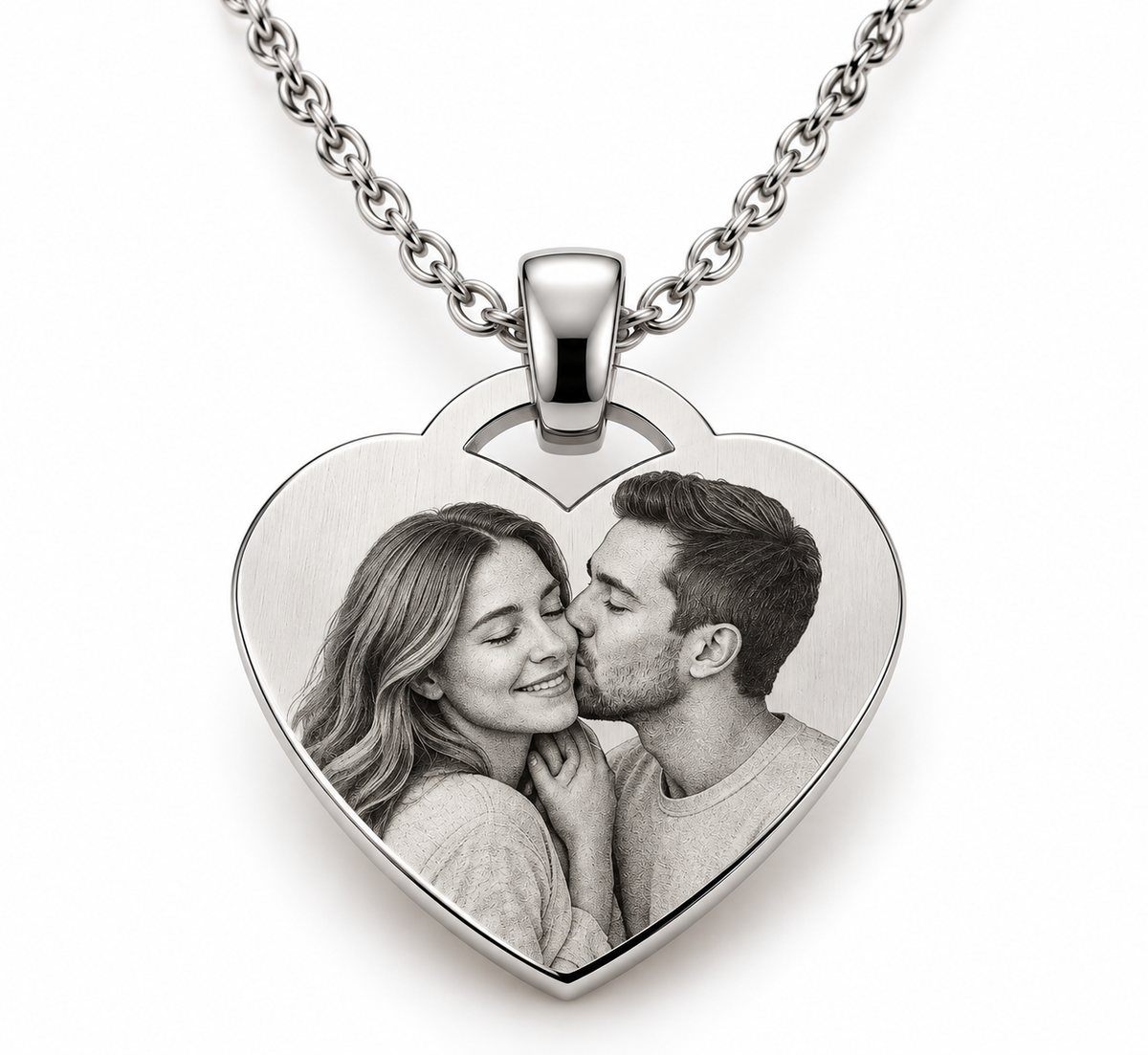 Personalized Heart Photo & Text Engraving Pendant