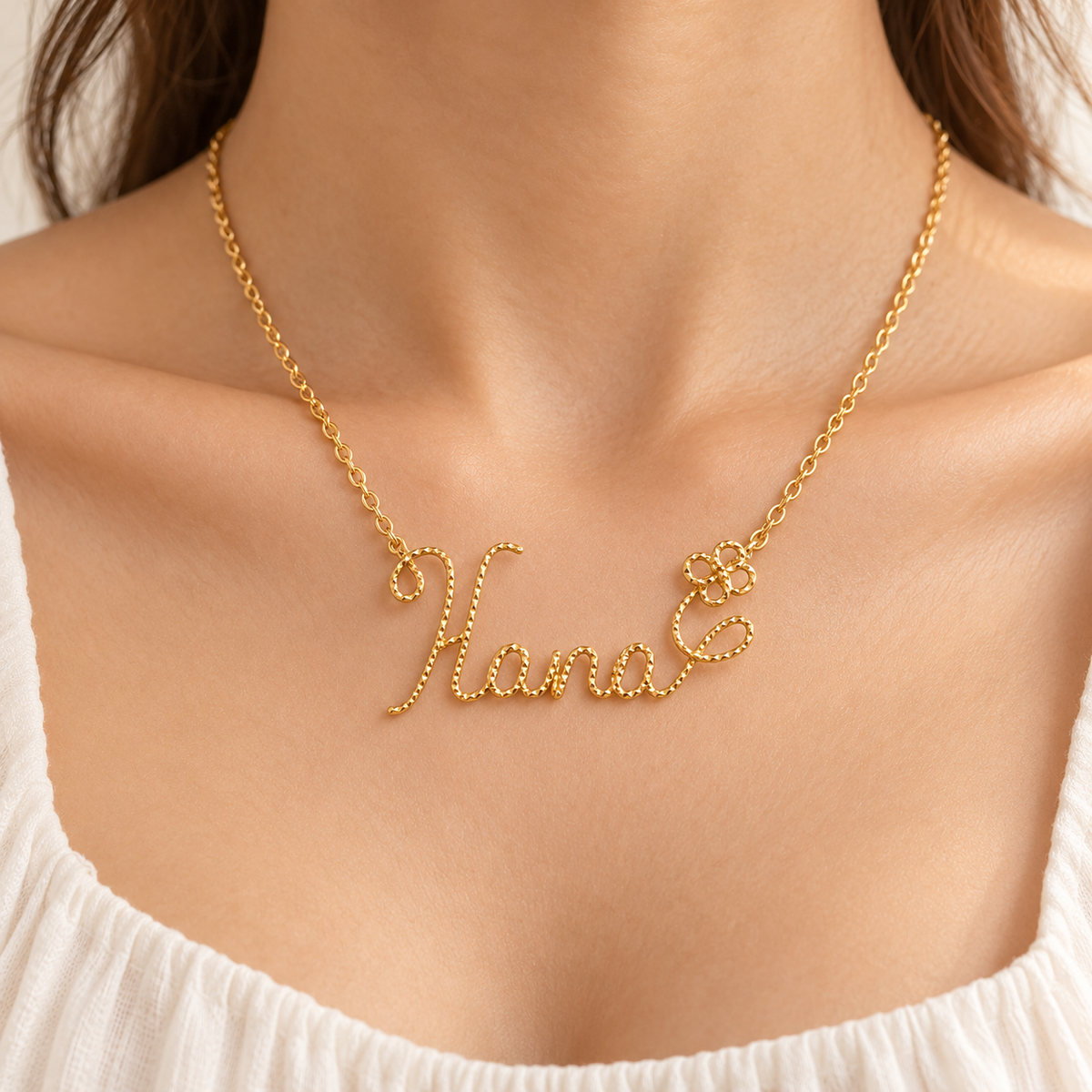 Custom Name Necklace – Gold Twisted Wire