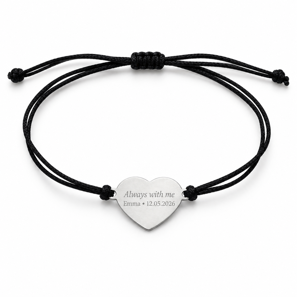 Kordelarmband mit kleinem Herz