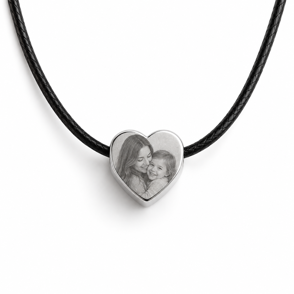 Personalized Small Heart Photo & Text Engraving Pendant