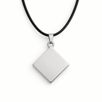 GR-010 Silver Diamond Pendant – Black Leather Cord