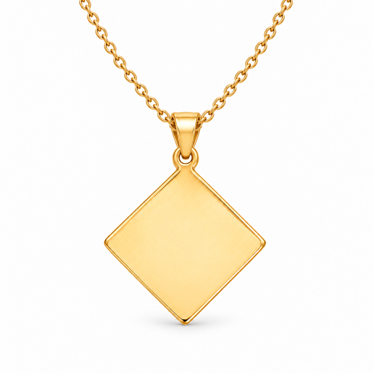 GR-007 Gold Diamond Pendant – Gold Stainless Steel Chain