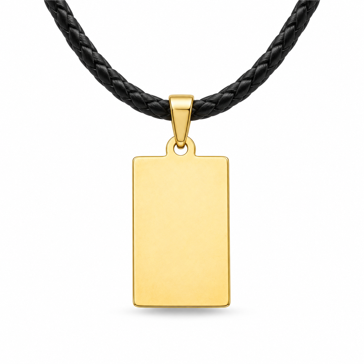 GR-022 Gold Elegant Tag Pendant – Black Leather Cord