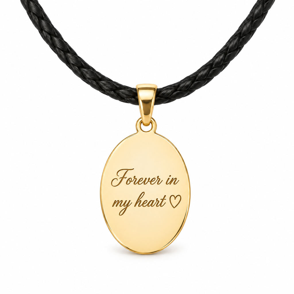 Personalized Oval Photo & Text Engraving Pendant
