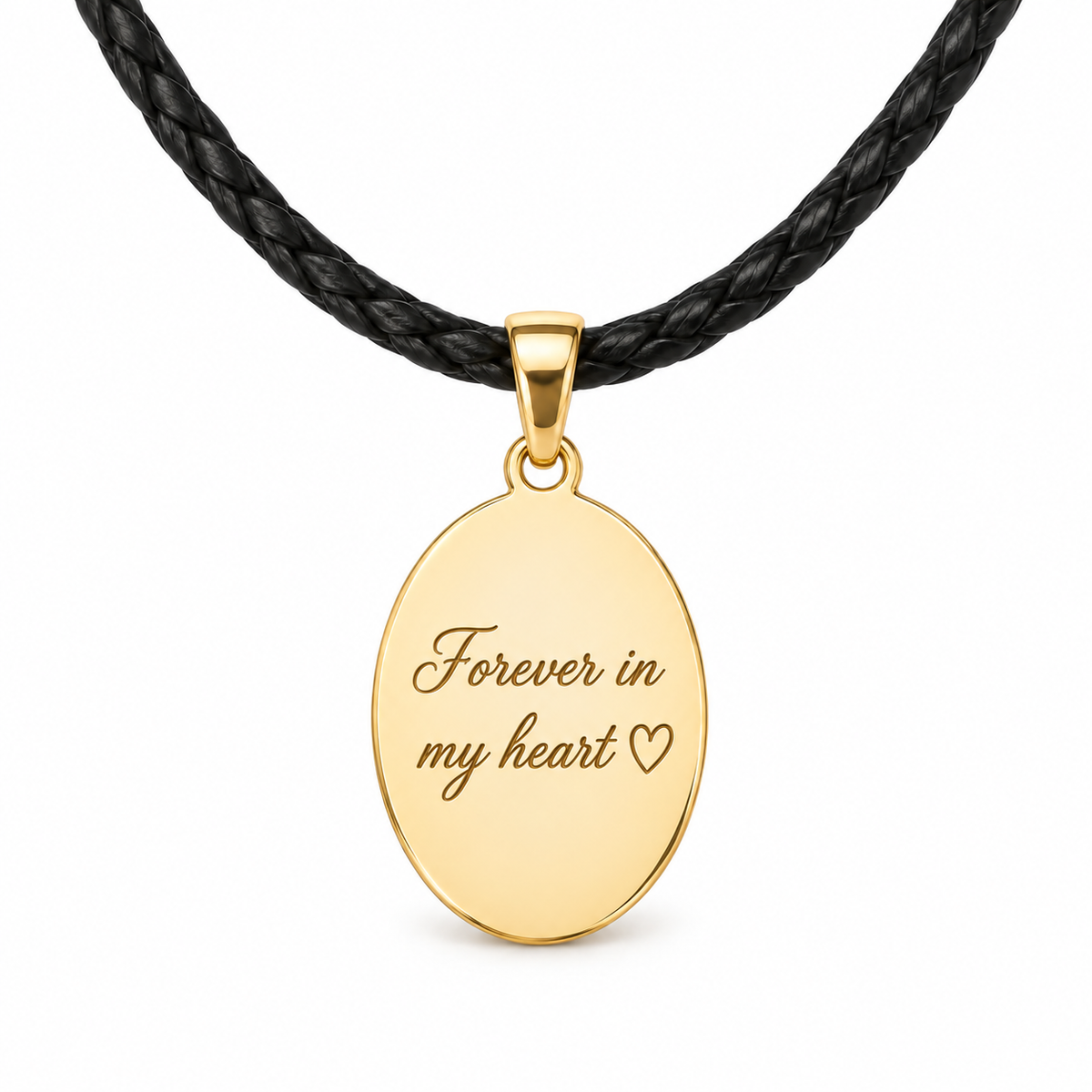 Personalized Oval Photo & Text Engraving Pendant