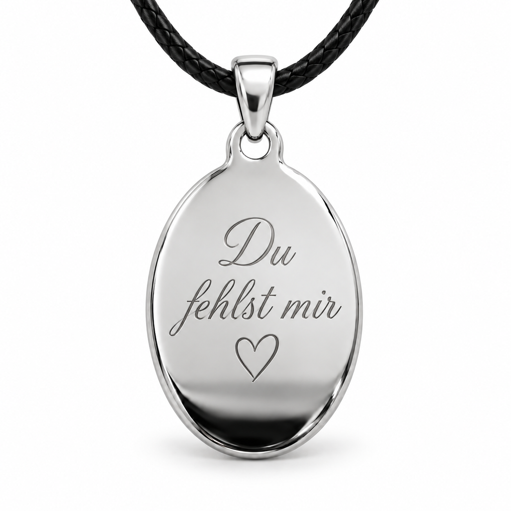 Personalized Oval Photo & Text Engraving Pendant
