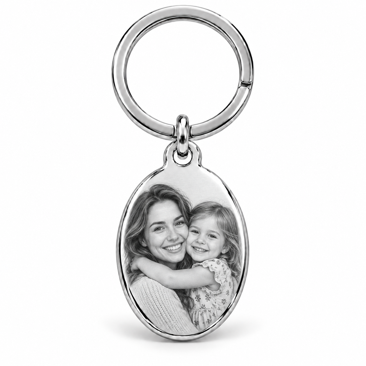 Personalized Oval Photo & Text Engraving Pendant