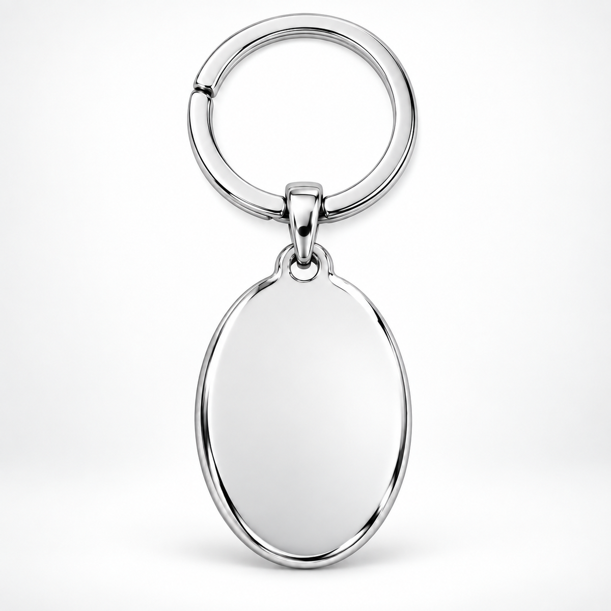 GR-017 Silver Oval Pendant – Silver Keyring