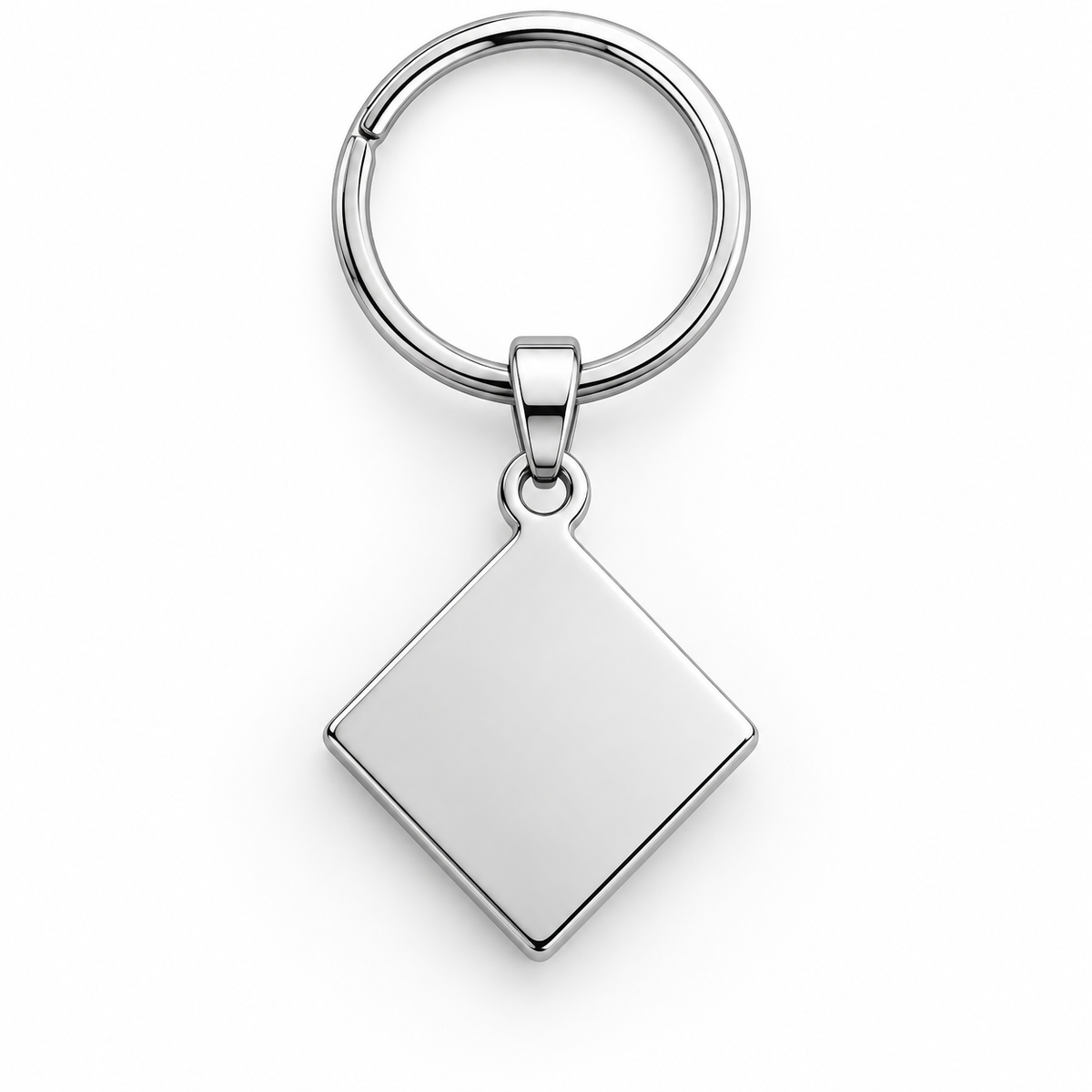 GR-010 Silver Diamond Pendant – Silver Keyring