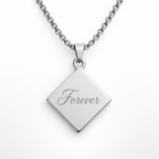 Personalized Diamond-Shaped Photo & Text Engraving Pendant