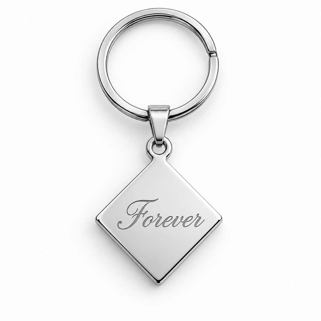 Personalized Diamond-Shaped Photo & Text Engraving Pendant