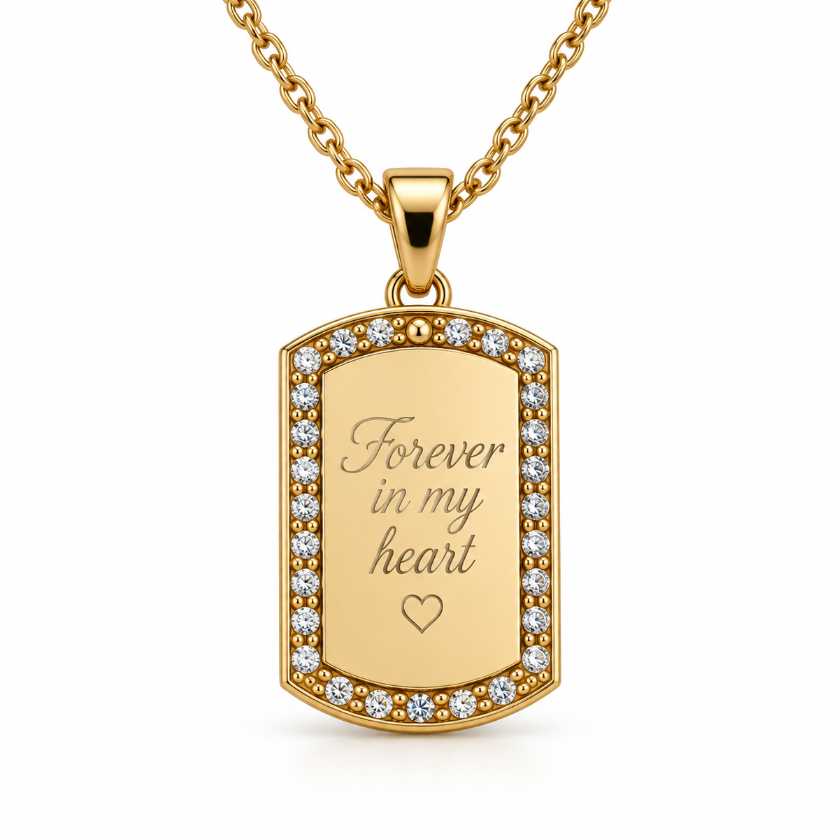 Personalized Small Crystal-Style Tag Photo & Text Engraving Pendant