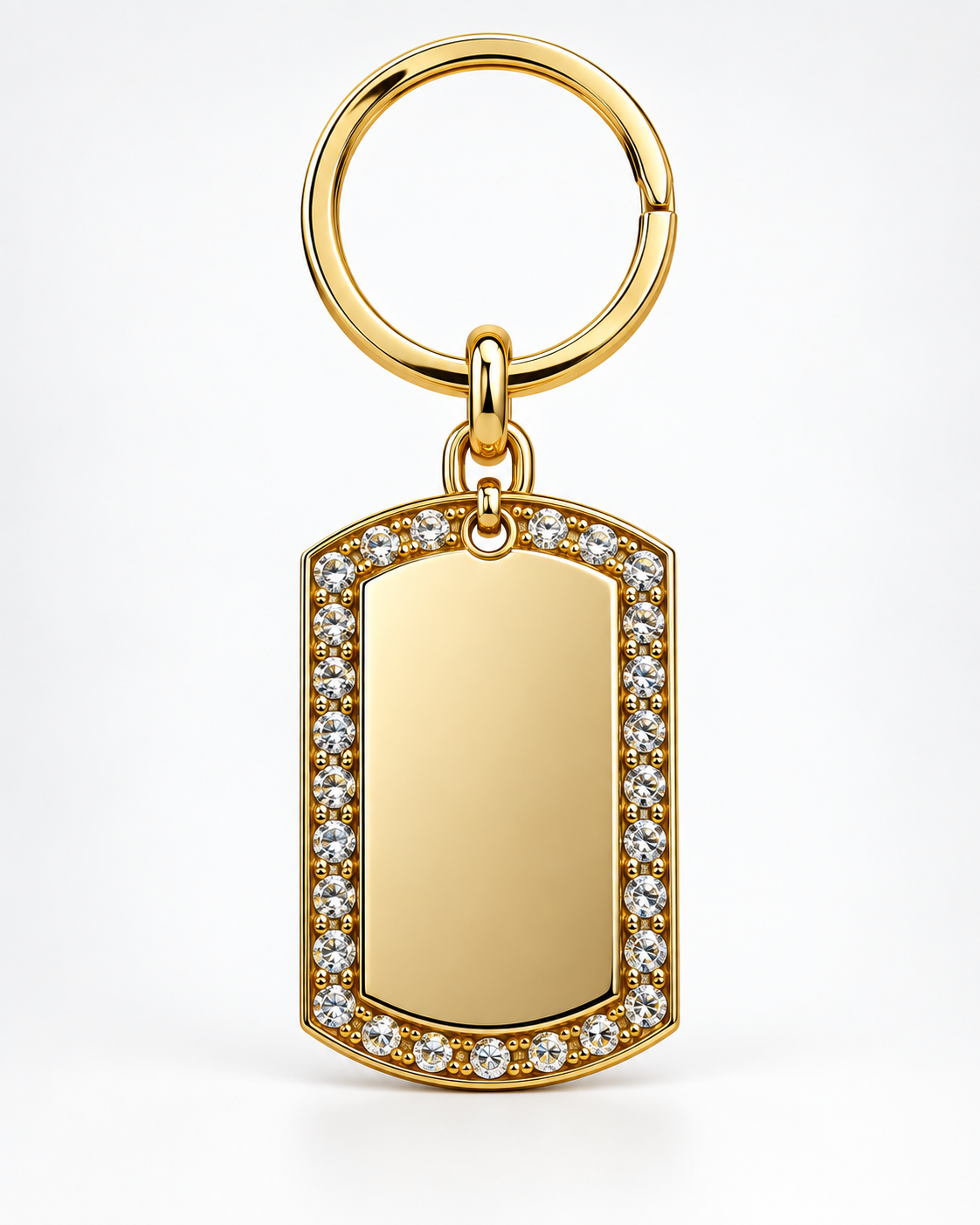 GR-003 Large Gold Crystal Tag Pendant – Gold Keyring