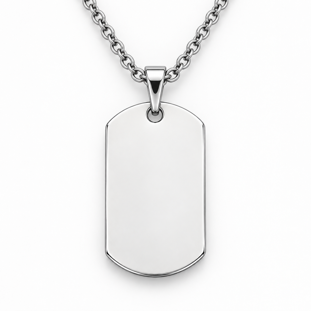 Silver Rounded Tag + Chain