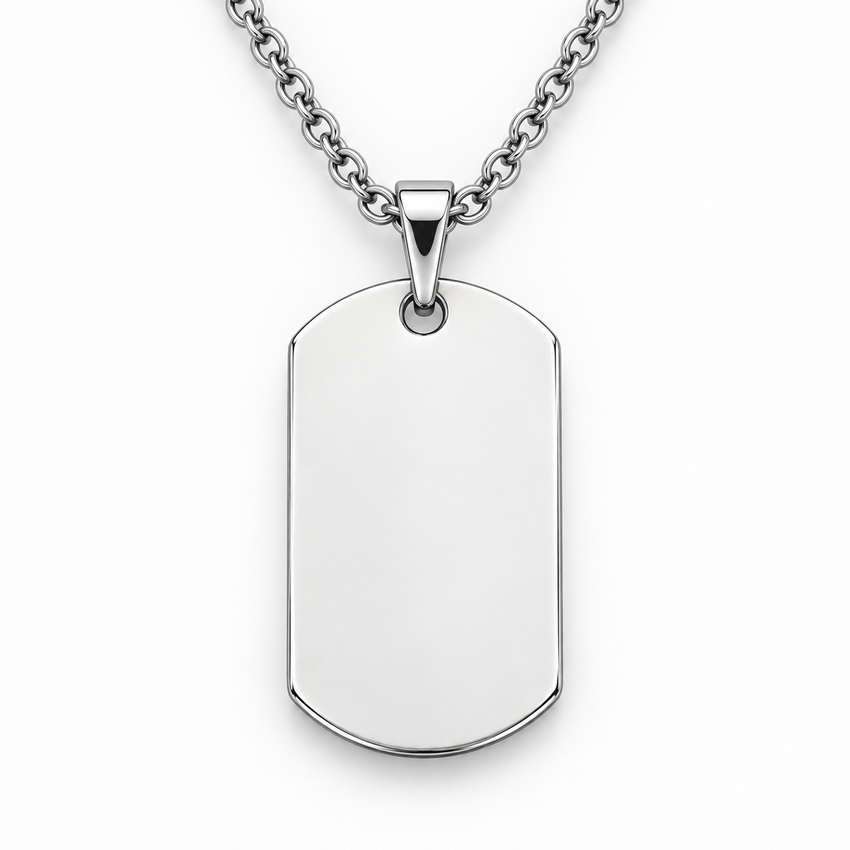Silver Rounded Tag + Chain