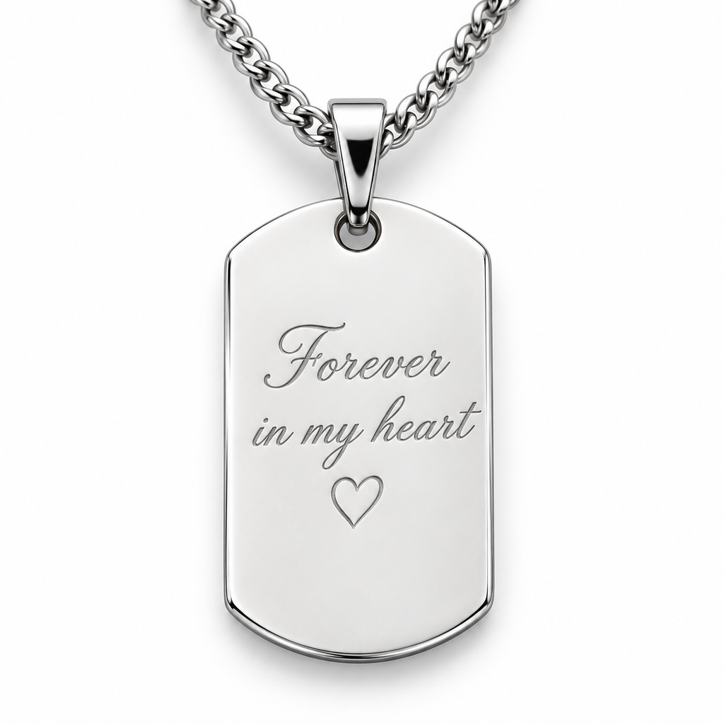 Personalized Rounded Tag Photo & Text Engraving Pendant