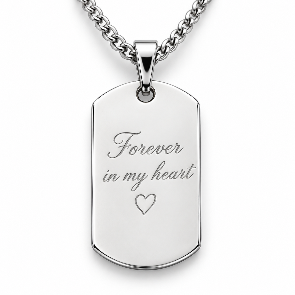 Personalized Rounded Tag Photo & Text Engraving Pendant