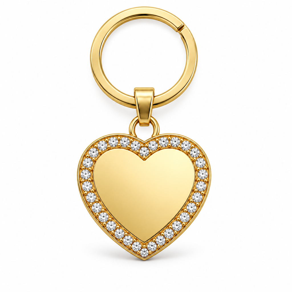 GR-004 Gold Crystal Heart Pendant – Gold Keyring