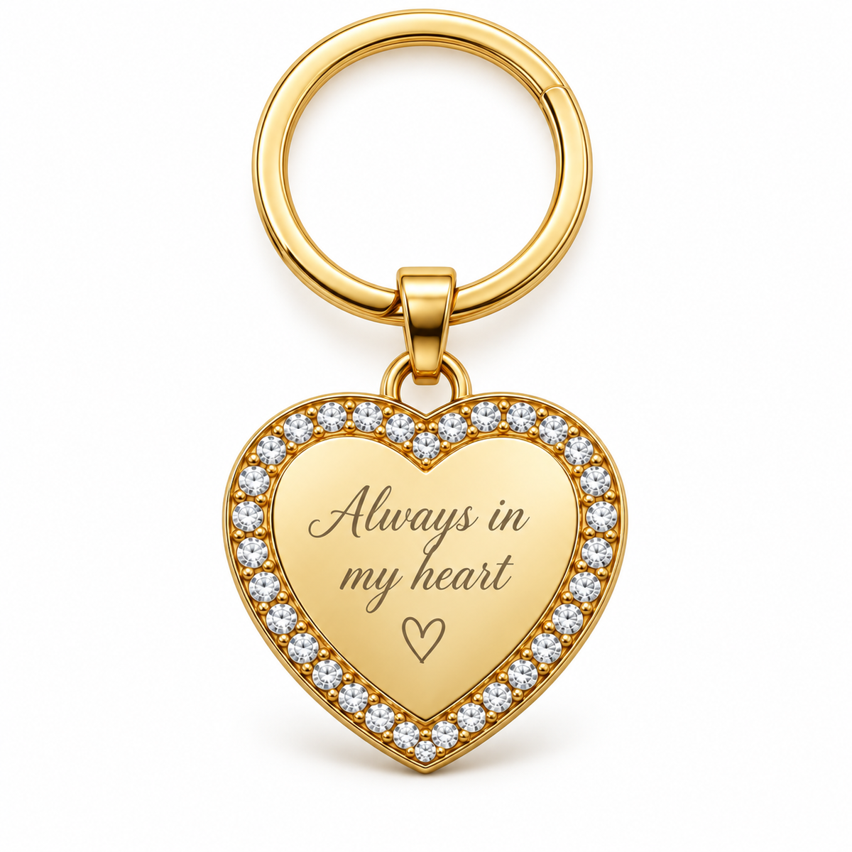 Personalized Crystal-Style Heart Photo & Text Engraving Pendant