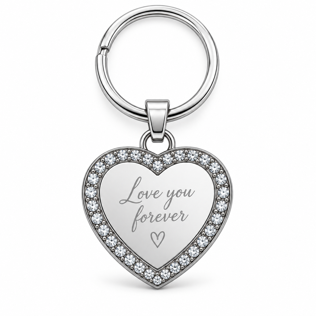 Personalized Crystal-Style Heart Photo & Text Engraving Pendant